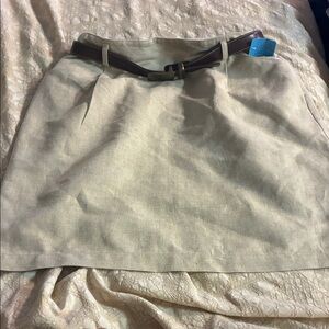 Stylish Beige A-Line Skirt with Belt